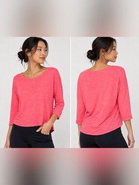 (A4) American Eagle Outfitters Coral Pink 3/4 Sleeve Scoop Neck Top XS
